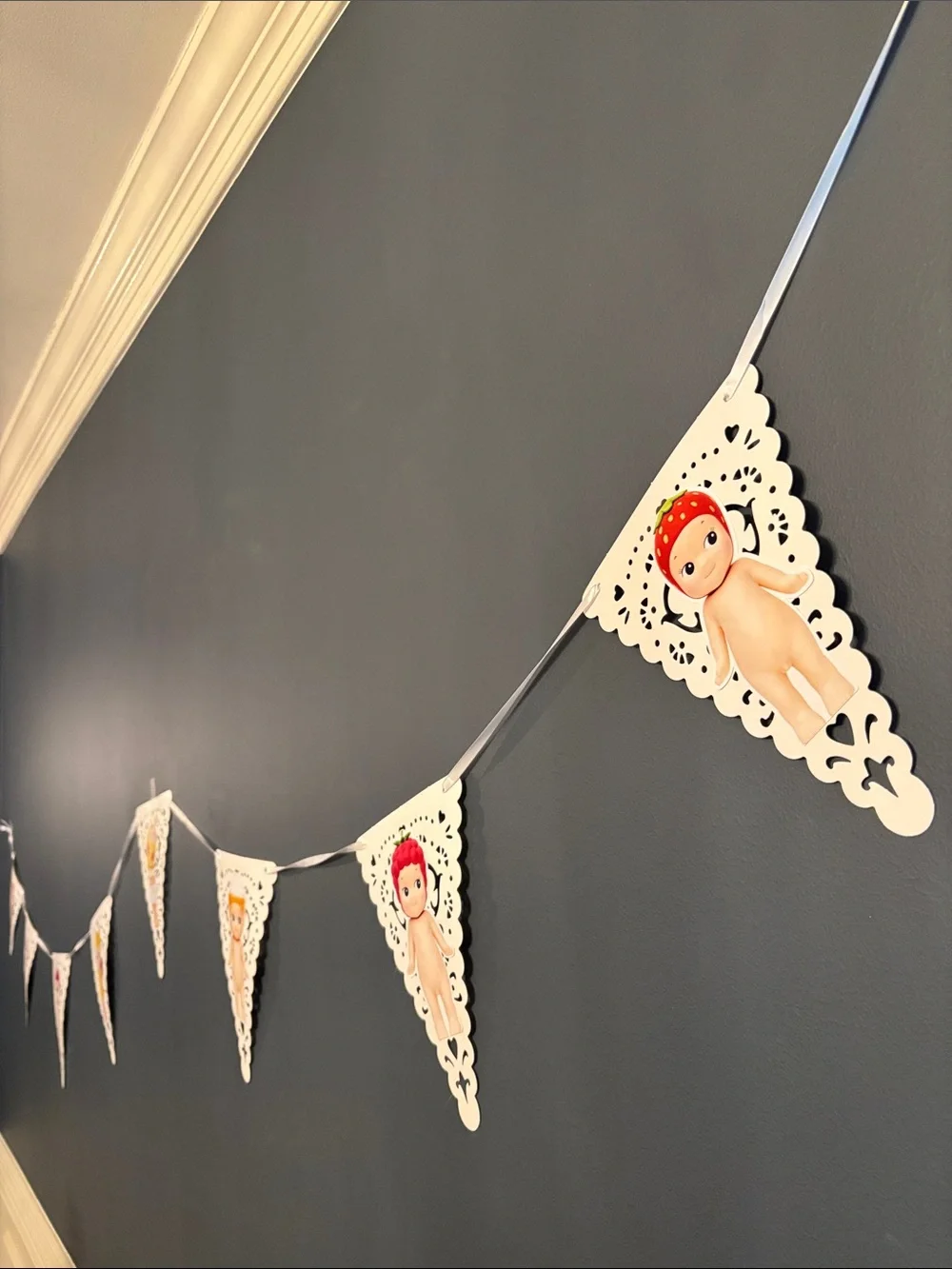 Set of Three Lacey Sonny Angel Garland Banners on White Ribbon